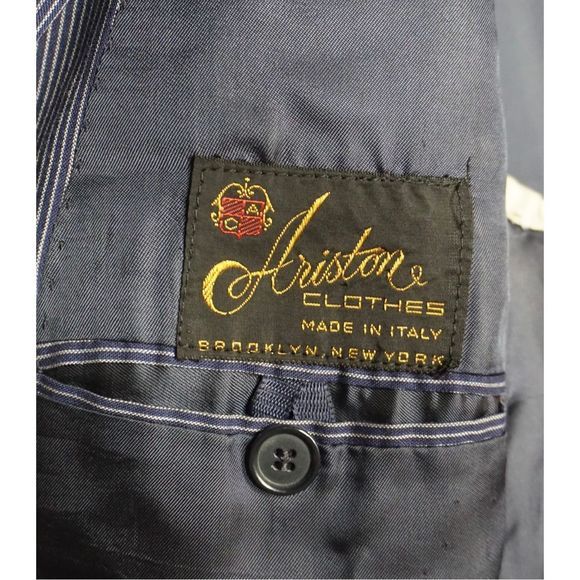 Ariston‎ Blue Pinstripe Blazer Sport Coat Jacket Men's - Picture 6 of 7